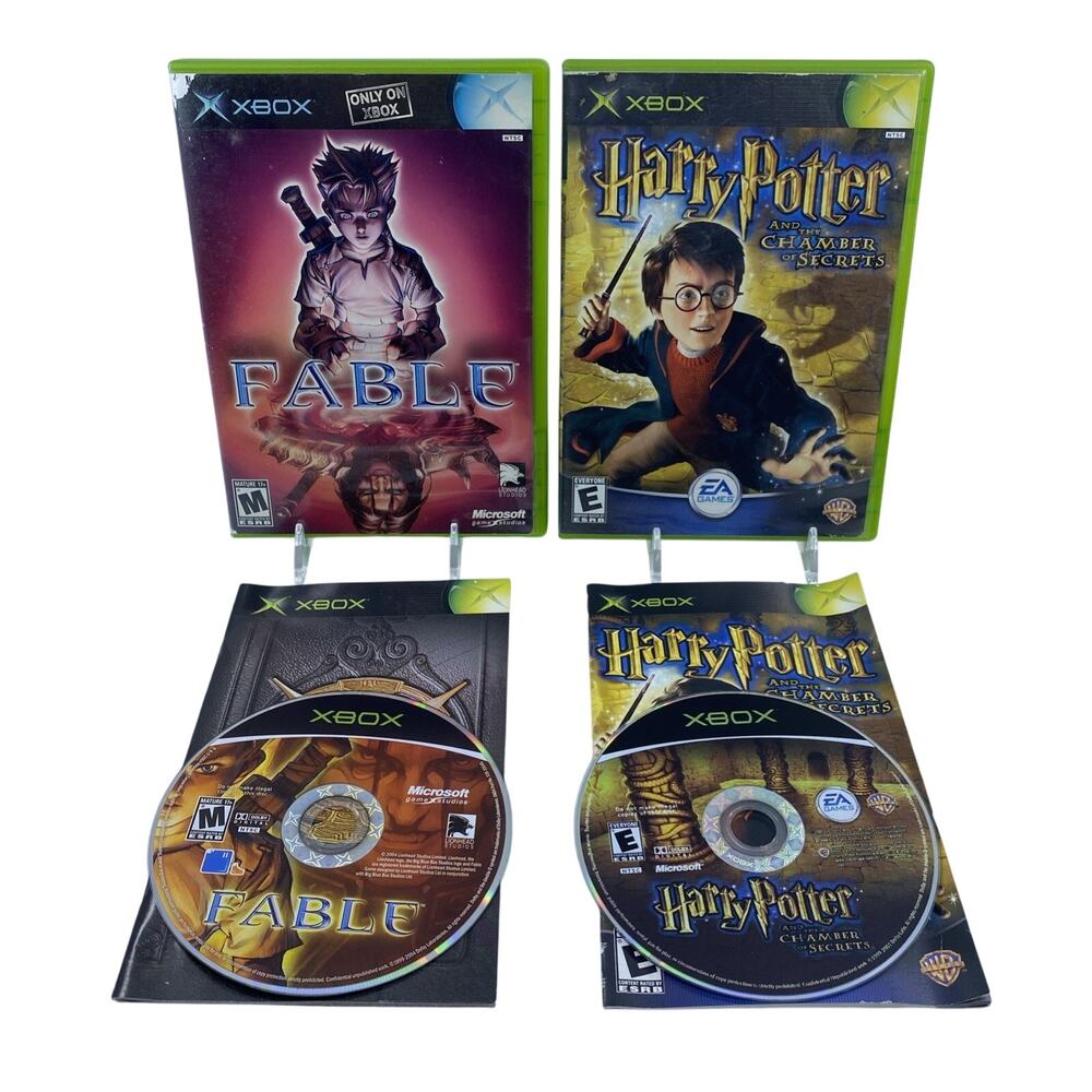 Harry Potter Chamber of Secrets & Fable Xbox Original CIB Tested Working